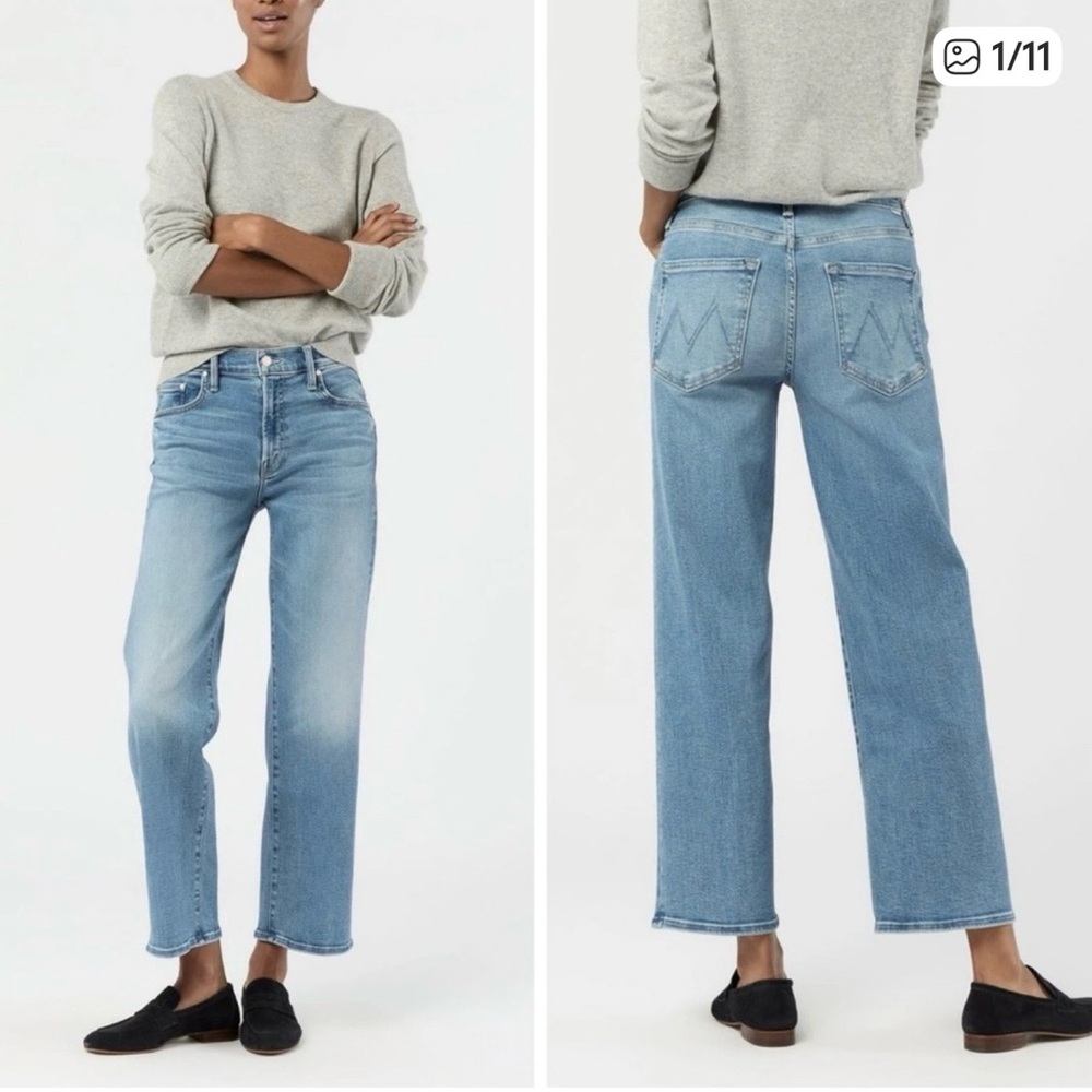 MOTHER Straight Leg Jeans in Soft Blue